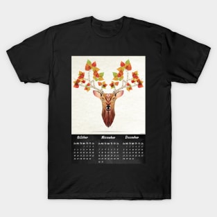 deer autumn calendar 2020 T-Shirt